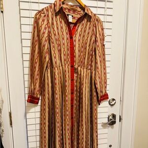 Ann Taylor Red and Beige Striped Dress